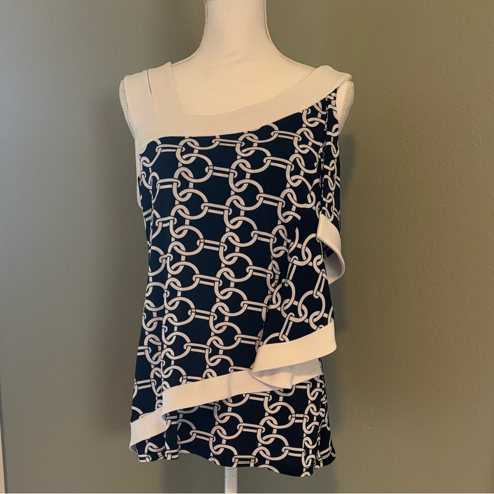 Joseph Ribkoff Black and White Chain Print Tank Top